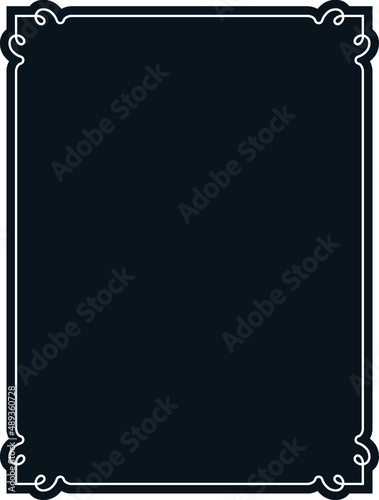 Vector border frame. Background or book page. Simple rectangular billboard, poster, plaque, signboard, sticker, or label 