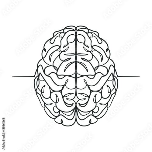 Continuous line drawing of a human brain