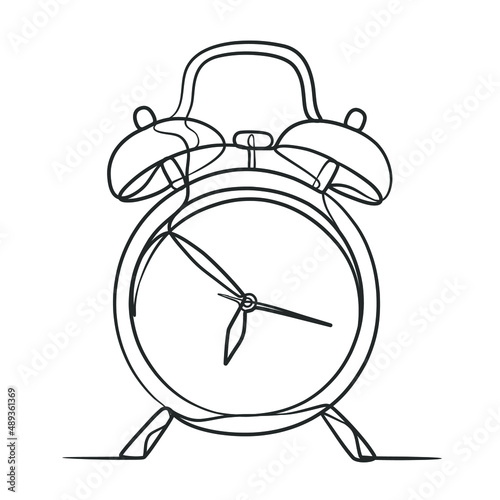 Continuous line drawing of classic alarm clock