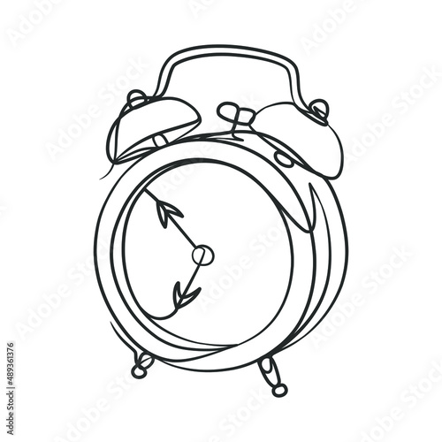 Continuous line drawing of classic alarm clock
