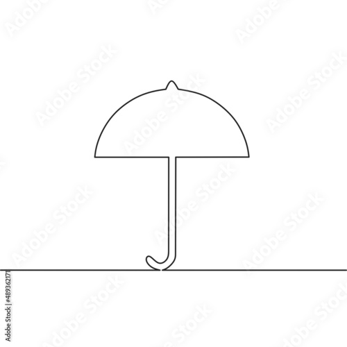 Continuous line drawing of umbrella, object one line, cartoon icon design, single line art, vector illustration
