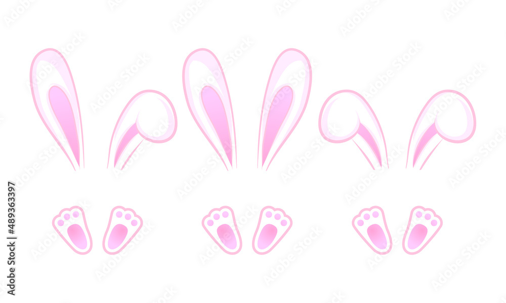 Easter bunny ears and paws collection. Happy Easter. Easter bunny ears and paws collection. Happy Easter.