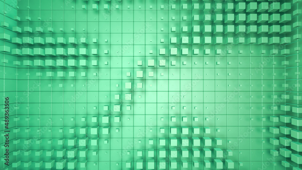 Fototapeta premium Cube Room Wall Tile Grid Abstract Wave colorful graphical 3D illustration background.