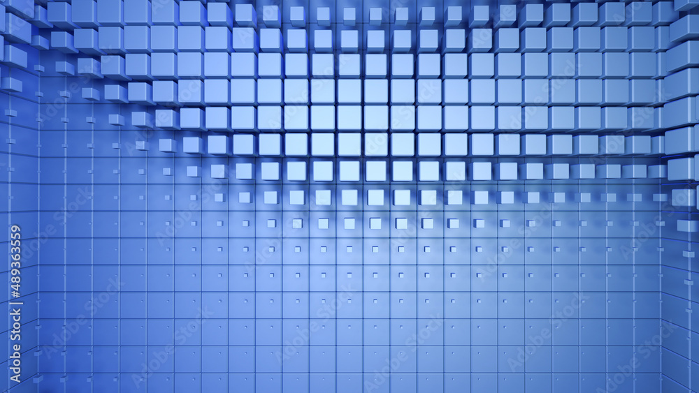Naklejka premium Cube Room Wall Tile Grid Abstract Wave colorful graphical 3D illustration background.