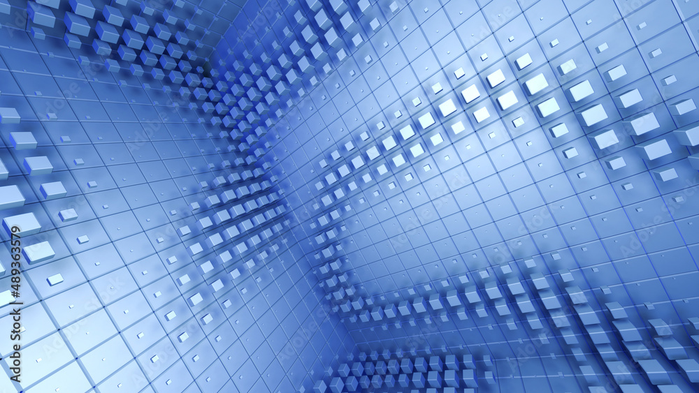 Naklejka premium Cube Room Wall Tile Grid Abstract Wave colorful graphical 3D illustration background.