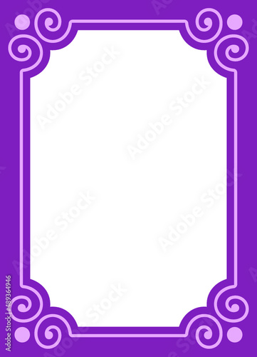Vector purple pink border frame. Background or book page. Simple rectangular billboard, poster, card, plaque, signboard, sticker, or label © Mr_Vector