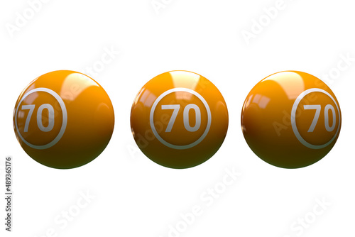 3d Bingo ball 70 color orange