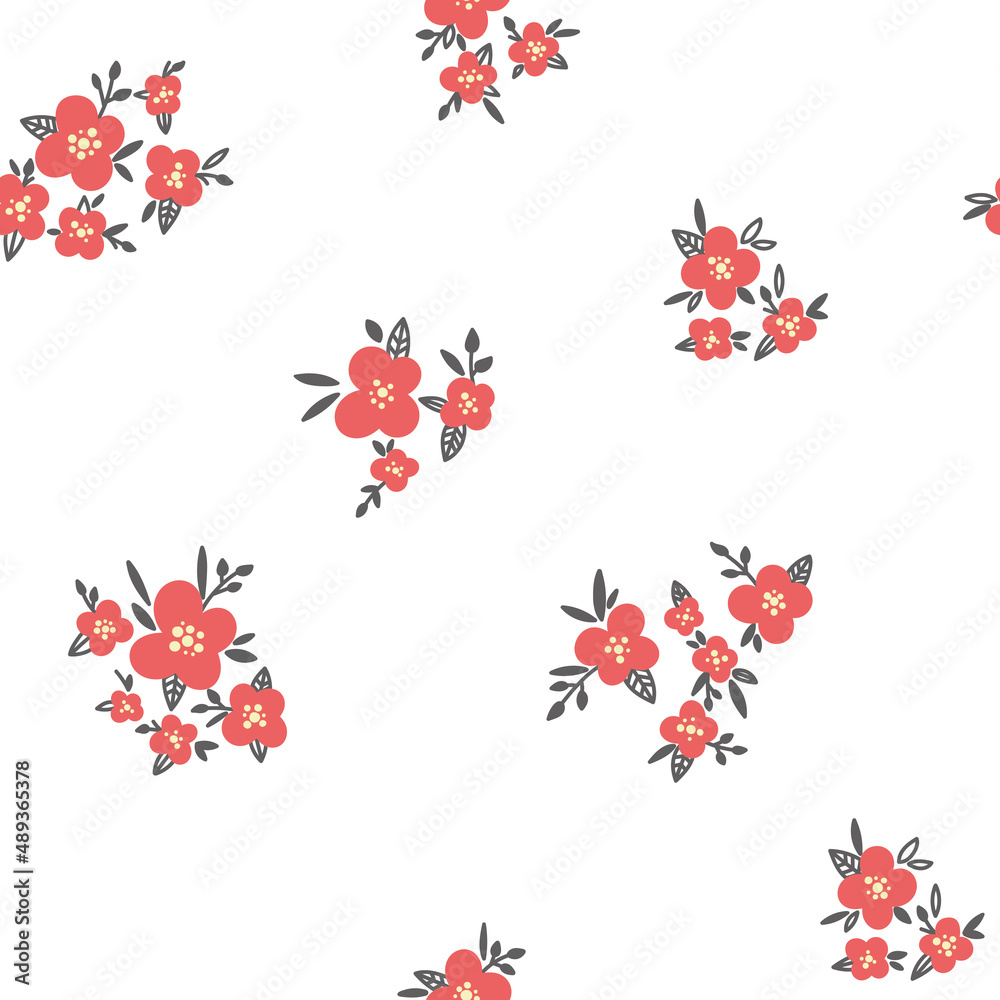 Blossom Floral pattern in the blooming botanical Motifs scattered random. Seamless vector texture. Printing with in hand drawn style