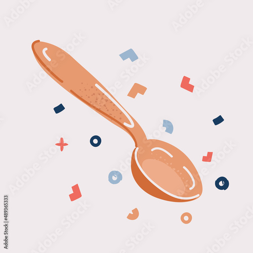 Vector illustration of metal spoon. silver teaspoon