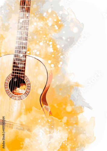Guitar music illustration with abstract effects in poster format.