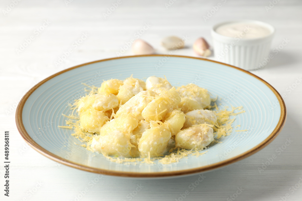 Concept of tasty food with gnocchi, close up Concept of tasty food with gnocchi, close up