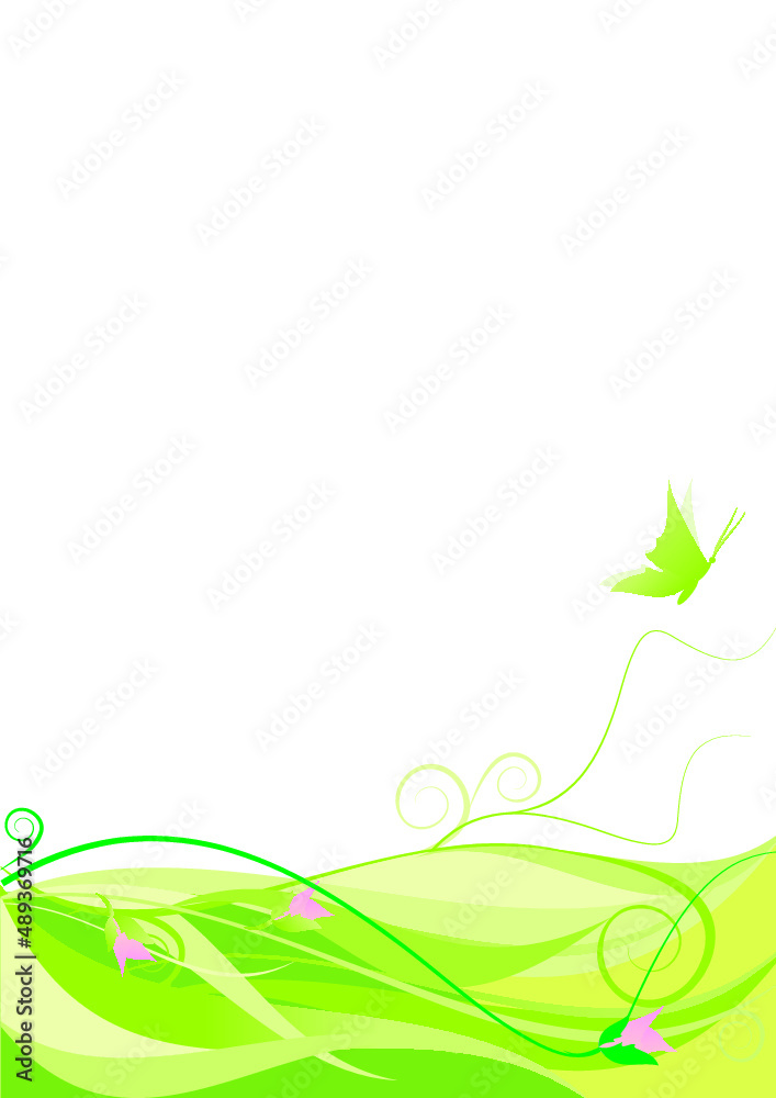 Fototapeta premium green flourish and butterfly