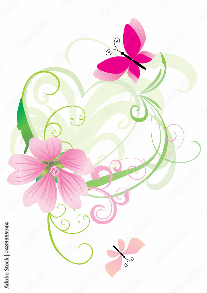 Abstract pink floral background in pink. 