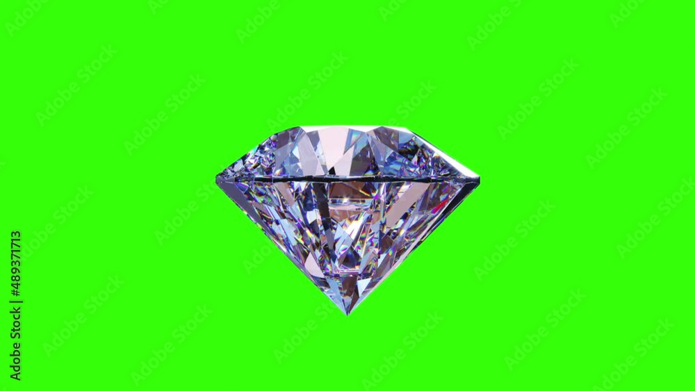 Large clear diamond rotating green screen 4K video. 3d illustration	