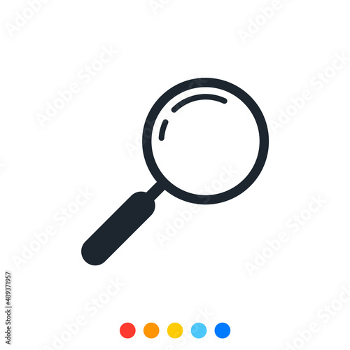 Magnifying glass icon, Search icon, Inspection icon.