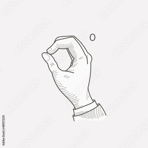 Number zero logo in a deaf-mute hand gesture alphabet.