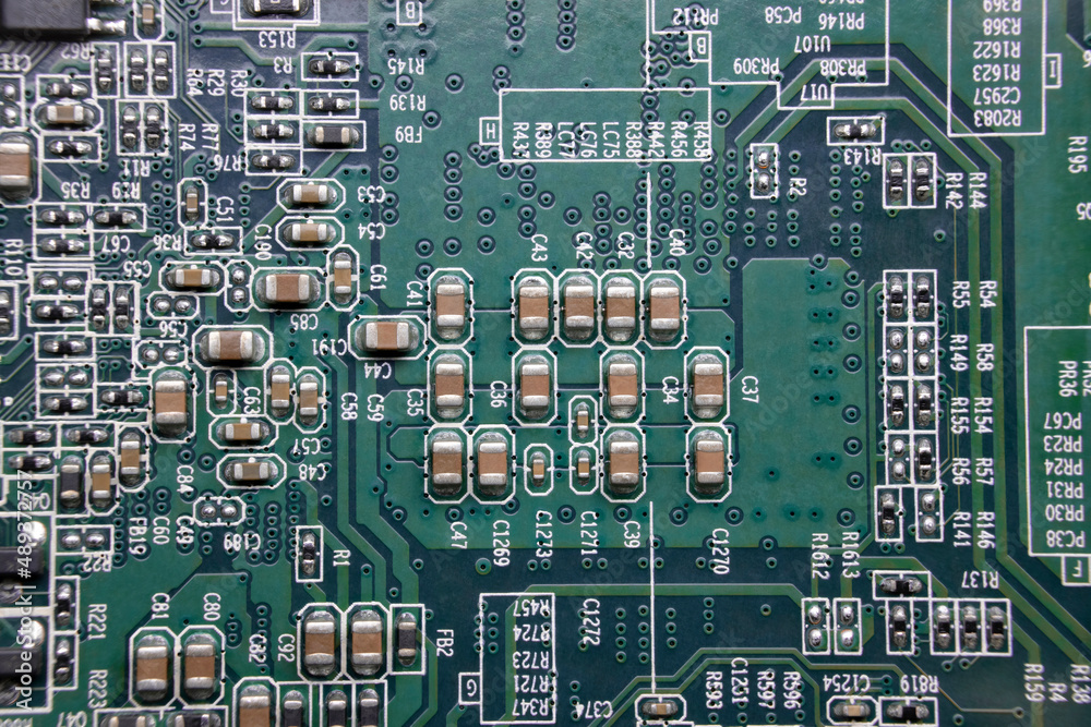 Details of electronic board. Close-up of electronic circuit board with SMD components Details of electronic board. Close-up of electronic circuit board with SMD components