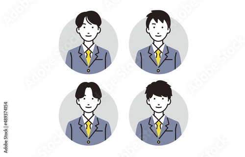 高校生の男の子アイコンセット