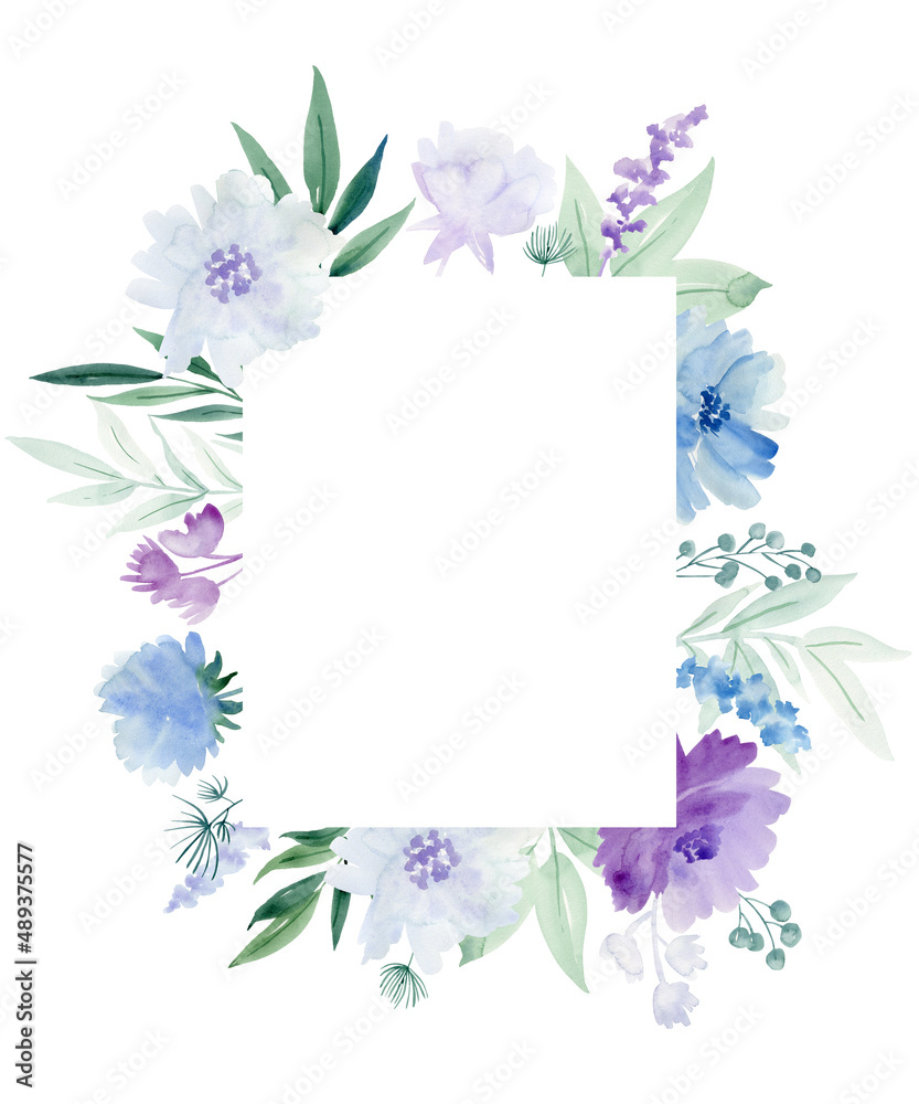Frame with bright flowers.