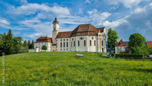 View of the Pilgrimage Church of Wies, an oval rococo church,  Bavaria, Germany photo