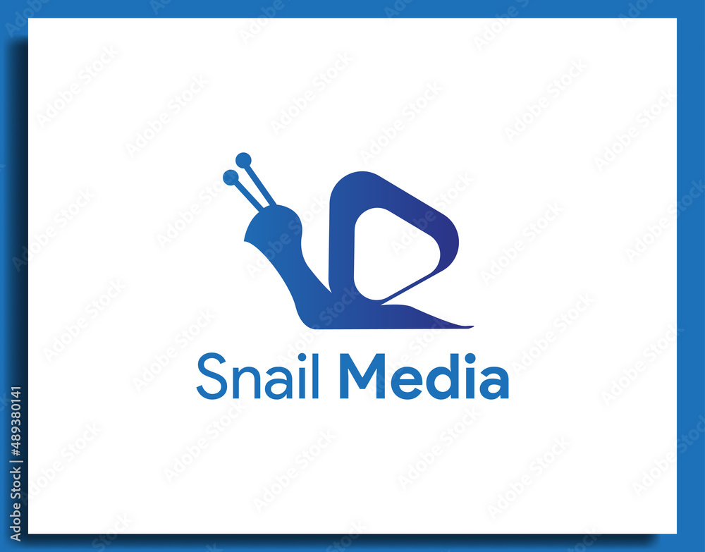 snail media logo player intertainment logo design template vector