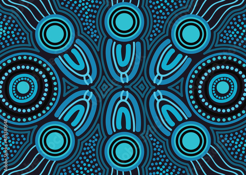 Blue aboriginal vector background
