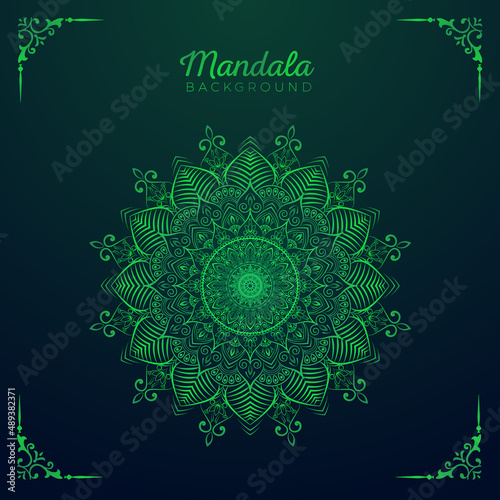 green mandala art background luxury elegant design