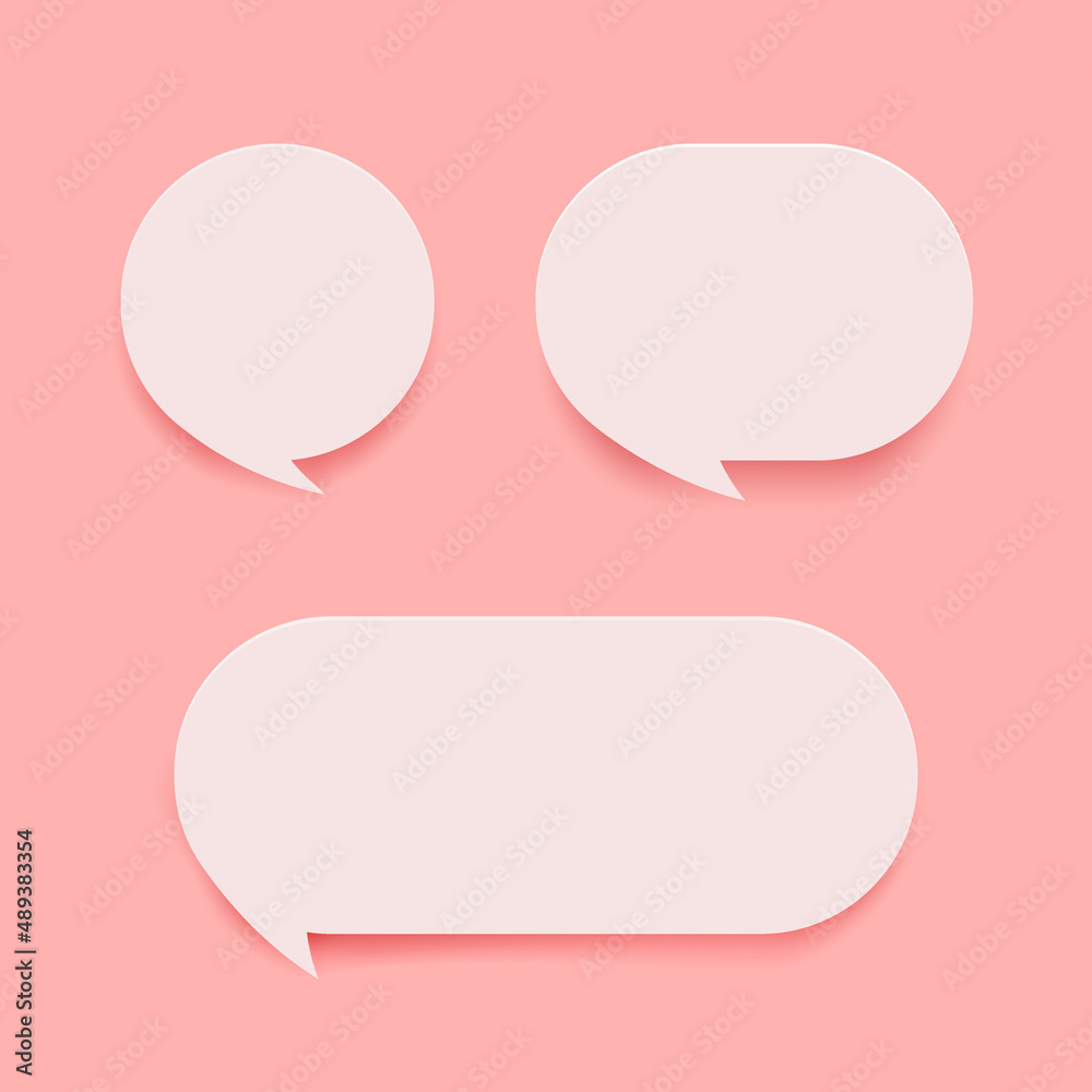 3D bubble chat paper cut style on pastel background 3D bubble chat paper cut style on pastel background