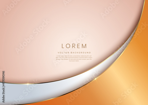 Elegant abstract luxury curved shape brown color on light pink background with copy space for text.