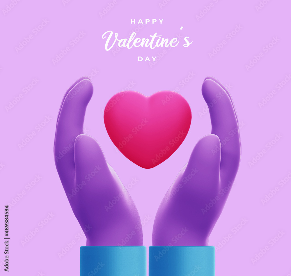 Happy valentine's day with 3d hand rendering Happy valentine's day with 3d hand rendering