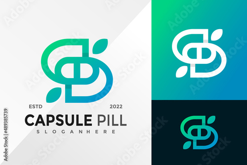 Letter S Capsule Pill Logo Design Vector illustration template