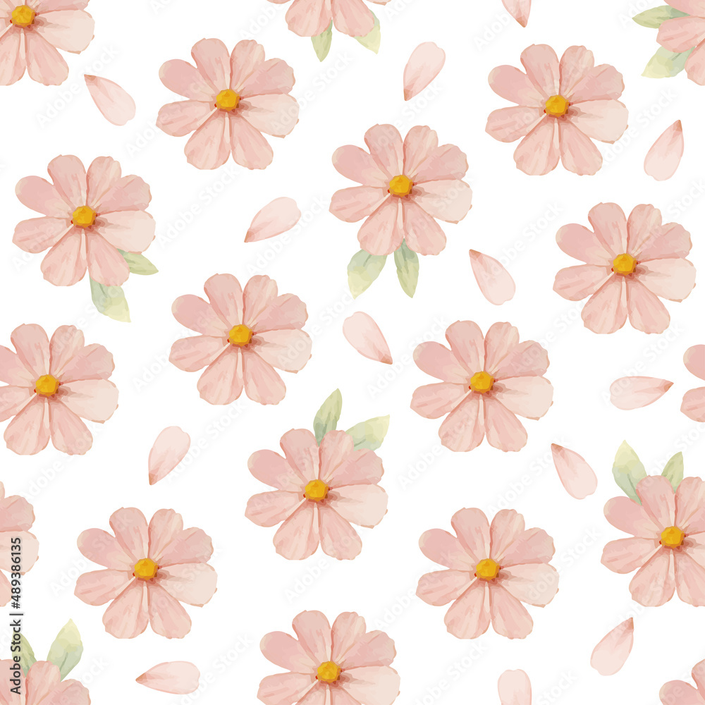 Seamless pattern with flowers. Vector imitation of watercolor, hand drawing. Elegant floral background for packaging, fabric, wallpaper