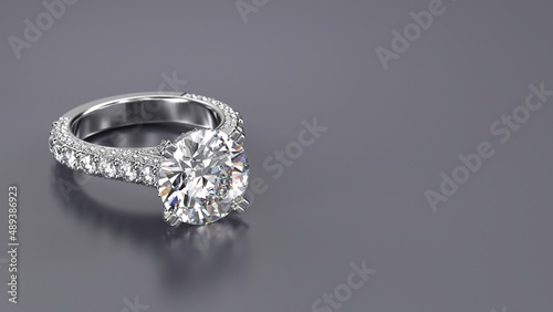 white gold engagement ring with big diamond photo