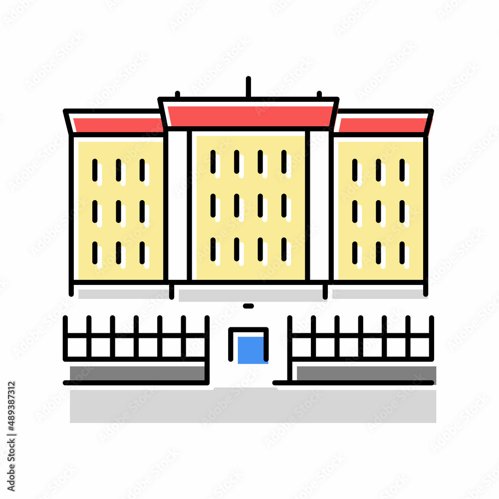university college building education color icon vector illustration