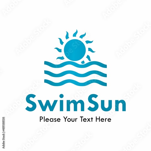Swim sun logo template illustration