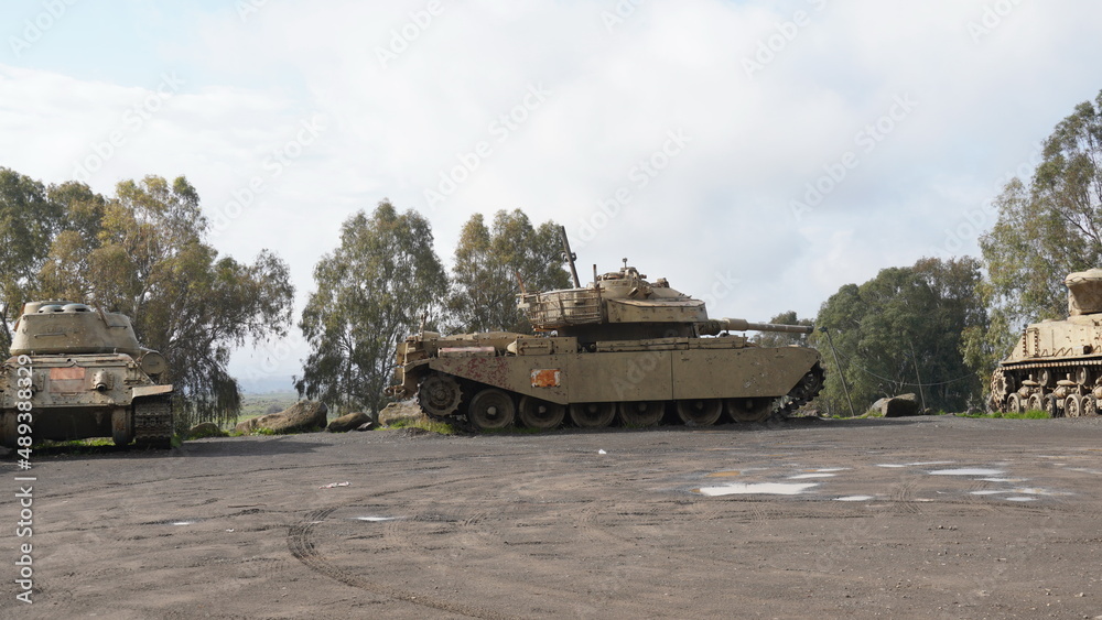 Tanks on display in the 7th brigade tank monument, Israel. Tanks used by the Israel Defense Forces. Tanks on display in the 7th brigade tank monument, Israel. Tanks used by the Israel Defense Forces.