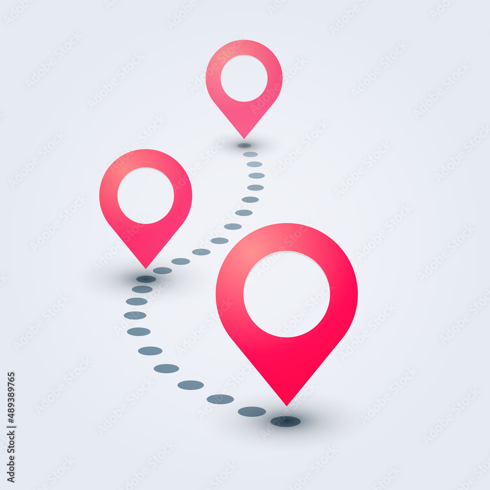 Fototapeta premium GPS Tracker Concept. Pointer On Dotted Line.