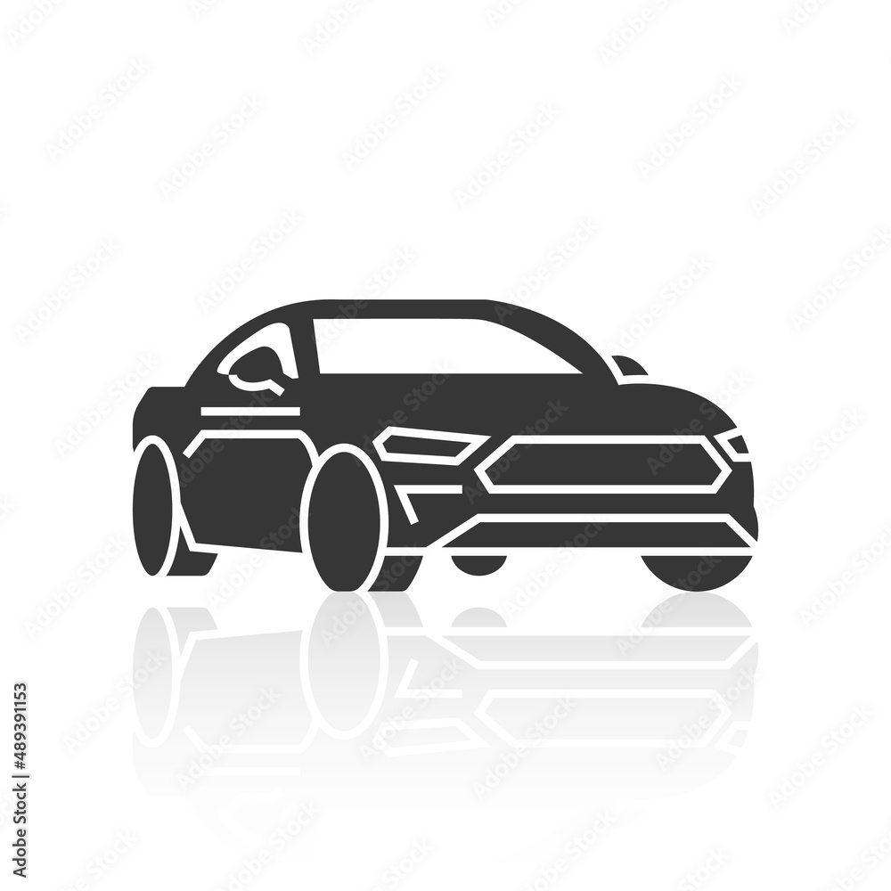 solid icons for black car front and shadow,vector illustrations