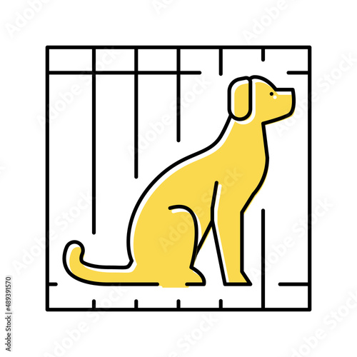 dog in cage color icon vector illustration