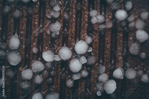 Hail storm on a terrace