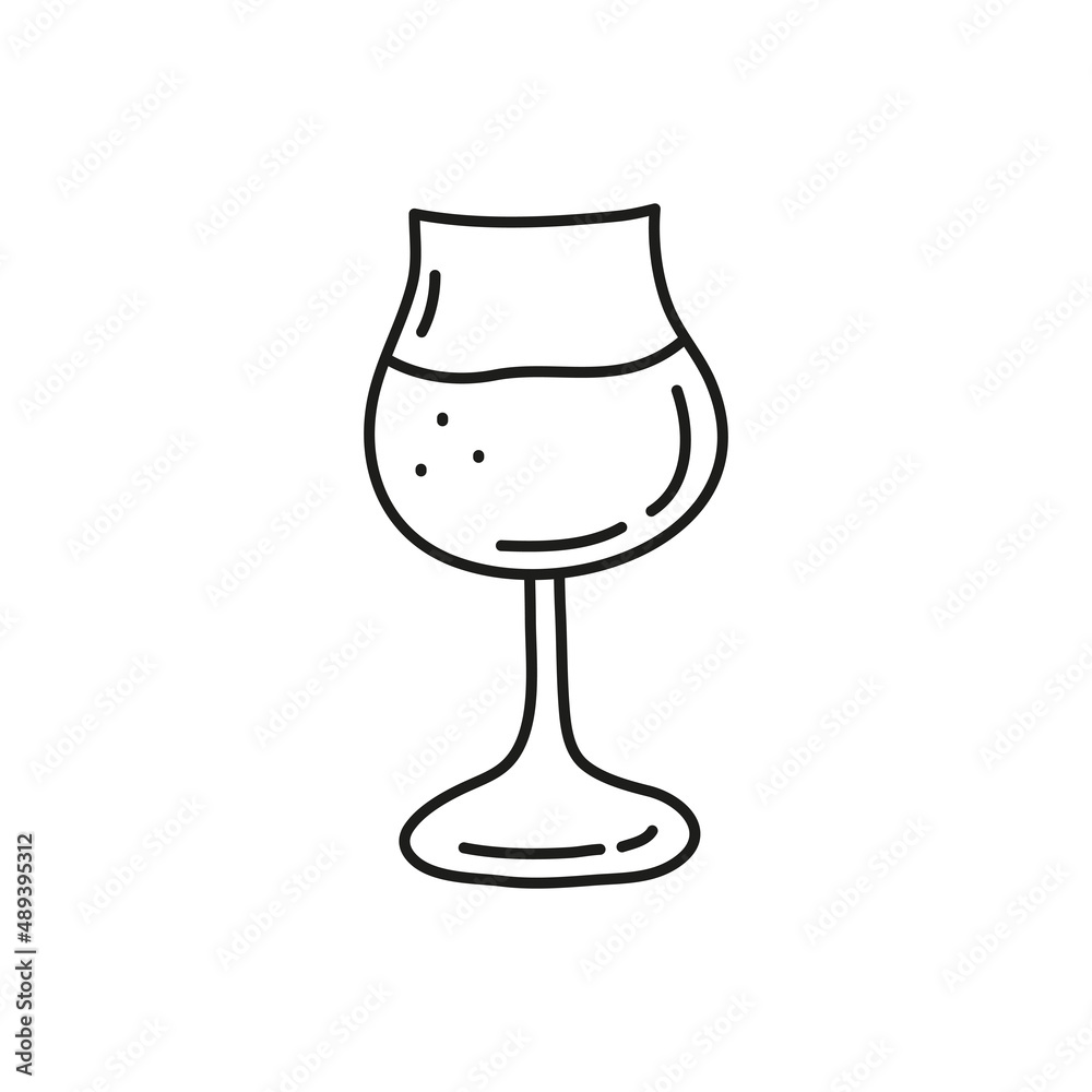 Doodle outline wine in glass. Doodle outline wine in glass.