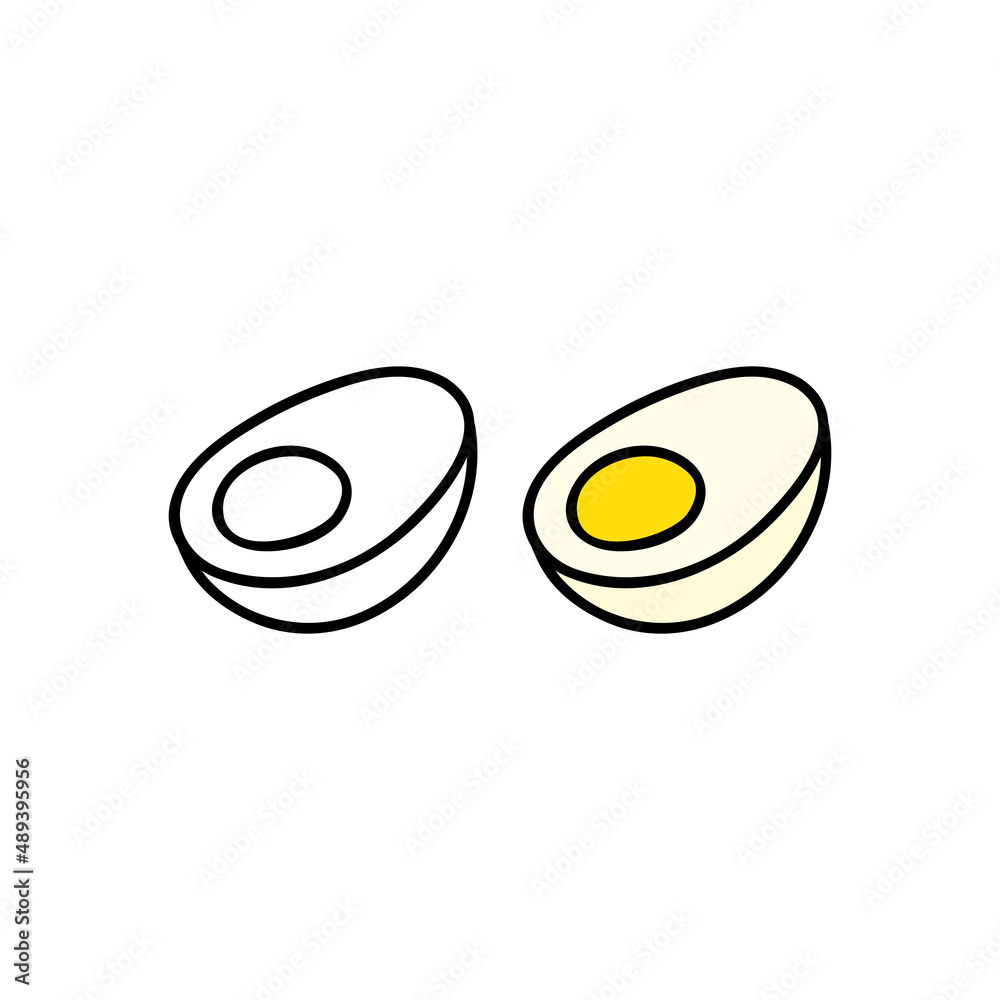 Hand drawn cut in half boiled egg. Hand drawn cut in half boiled egg.