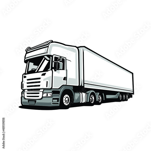 Trucking freight 18 wheeler container truck vector illustration isolated in white background