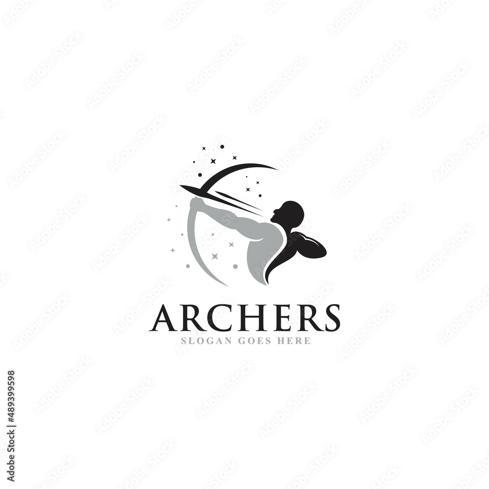 Obraz premium creative archers logo design, simple unique archery logo, clean and conceptual logo, vector template icon