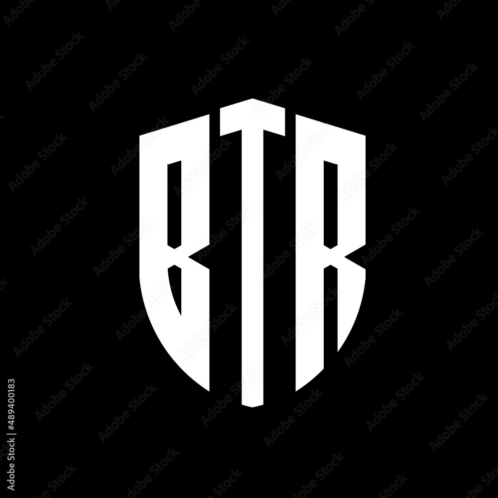BTR letter logo design. BTR modern letter logo with black background