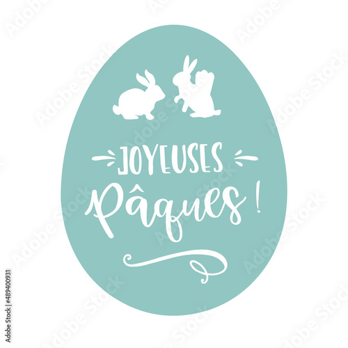 Joyeuses Paques écrivent. Carte de Joyeuses Pâques en français - vecteur illustration avec calligraphie