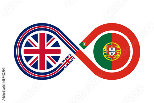 unity concept. english and portuguese language translation icon. vector illustration isolated on white background