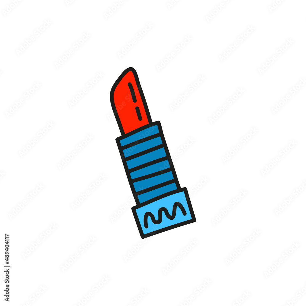 Doodle colored lipstick icon. Doodle colored lipstick icon.