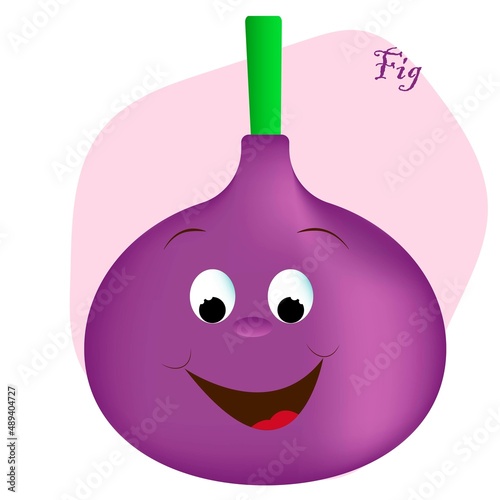 Cartoon fruits and vegetables with different emotions. Fig