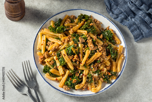 Homemade Kale and Sausage Caserecci Pasta photo